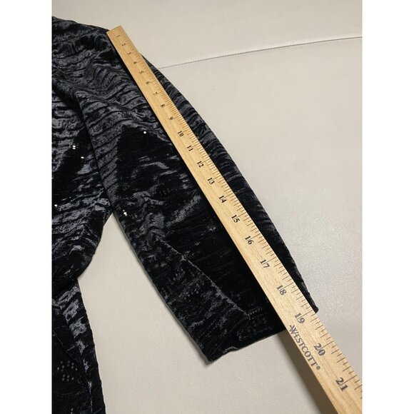 Frank Lyman Black Velvet Sequined Cardigan Size 14 Glitter Event Whimsigoth Goth - Picture 5 of 14
